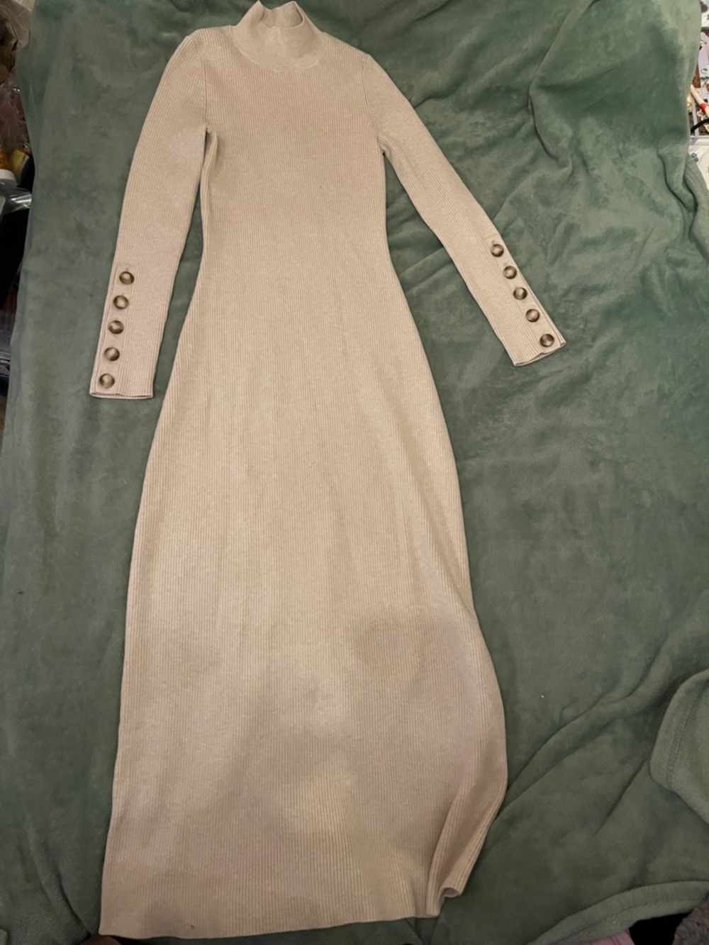 Sezane Hillary Dress in Mottled Beige